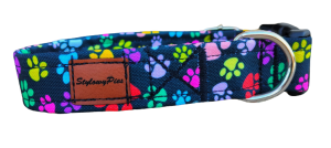 Obroża dla psa "Rainbow Paws" handmade